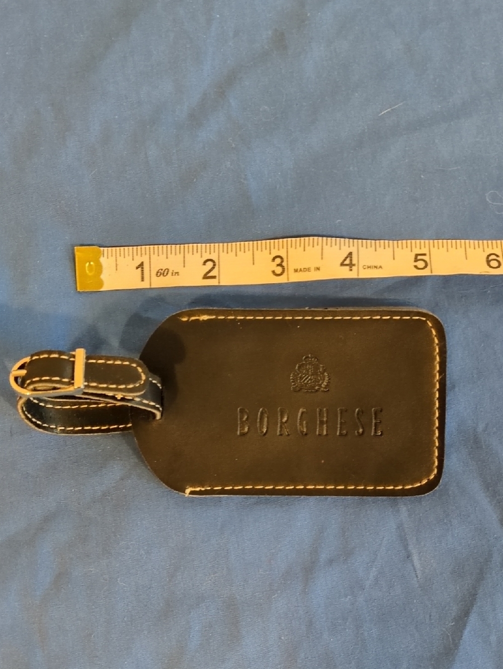 Borghese Black Genuine Leather Luggage Tag
